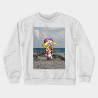 cartoon girl on a cuban beach Crewneck Sweatshirt